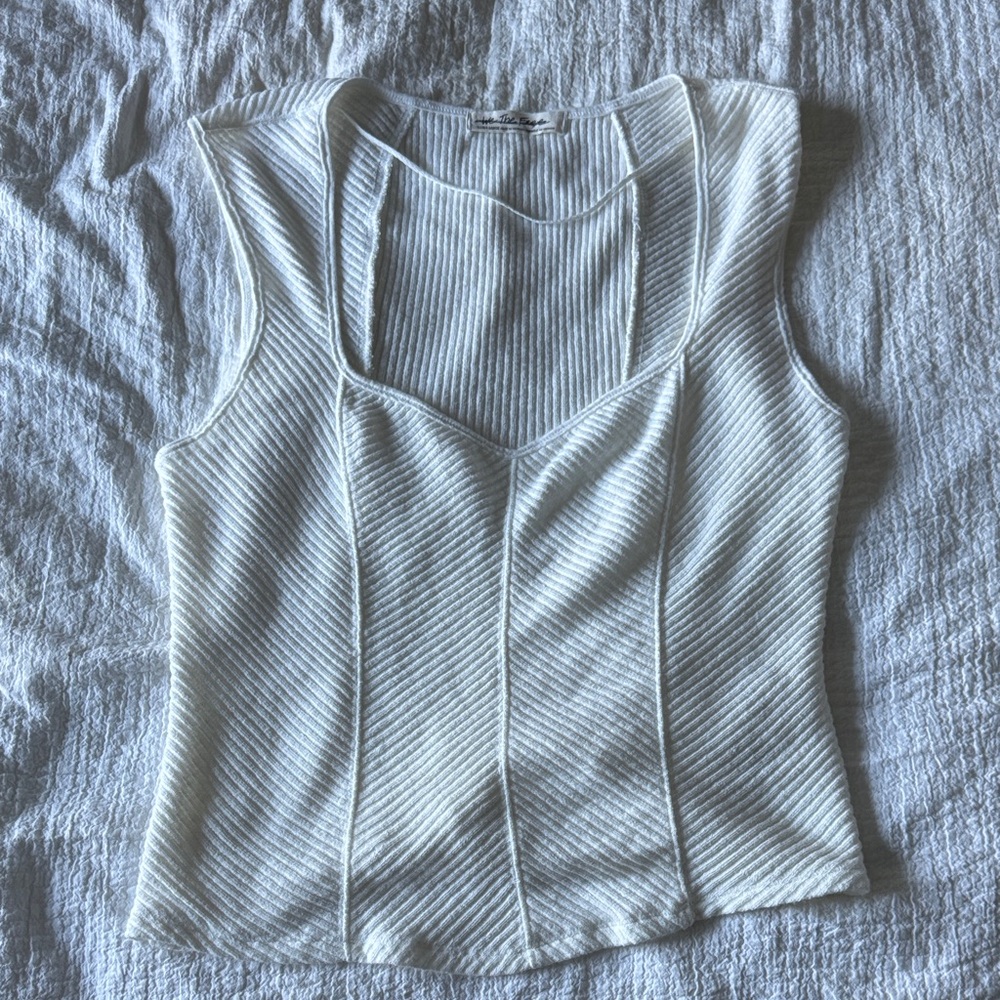 We The Free White Ribbed Tank Top
